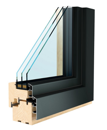 zwei m Holz-Aluminium-Fenster soft